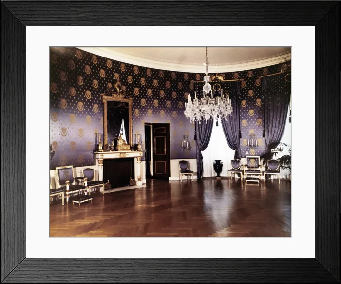 Framed Print : Renovation of the Executive Mansion during the Truman Administration. White House Blue Room, a parlor on the first floor. July 15, 1952. - (BSLOC_2014_15_127) Framed Print : Renovation of the Executive Mansion during the Truman Administration. White House Blue Room, a parlor on the first floor. July 15, 1952. - (BSLOC_2014_15_127)