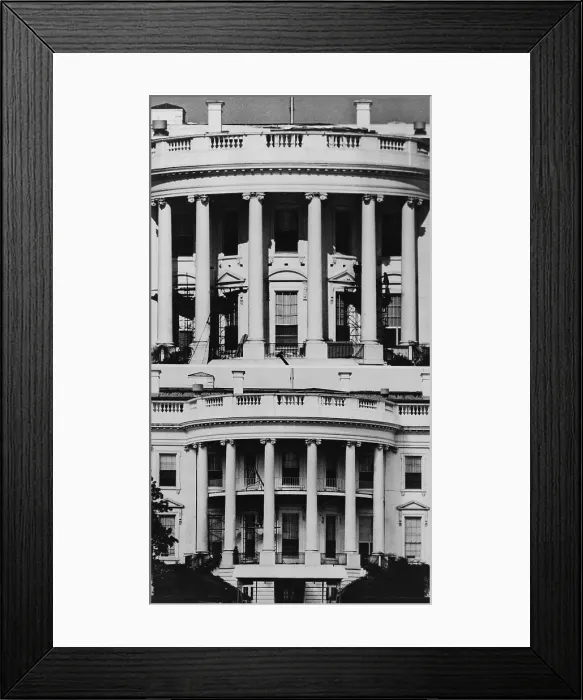 Framed Print : White House South Portico before and after the addition of the Truman Balcony in 1948. - (BSLOC_2014_15_128)