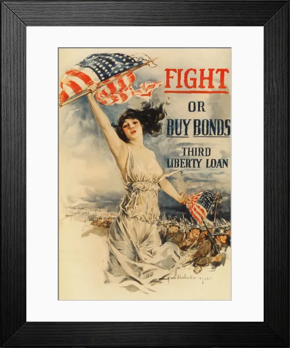 Framed Print : FIGHT OR BUY BONDS--THIRD LIBERTY LOAN. American World War 1 poster by Howard Chandler Christy 1917 (BSLOC_2017_1_59)
