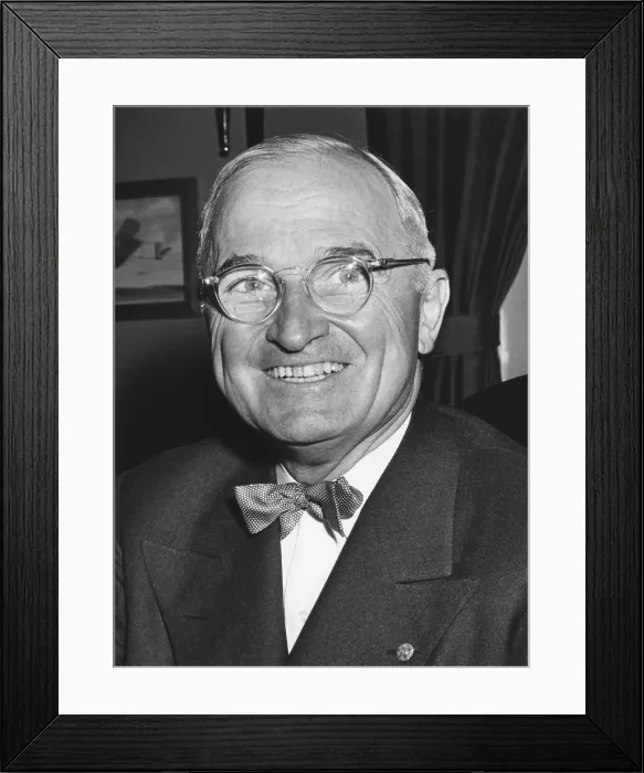 Framed Print : Harry Truman starting his 6th year as U.S. President with a smile. Photo taken at Truman's White House office on April 12, 1950. - (BSLOC_2014_15_12) Framed Print : Harry Truman starting his 6th year as U.S. President with a smile. Photo taken at Truman's White House office on April 12, 1950. - (BSLOC_2014_15_12)