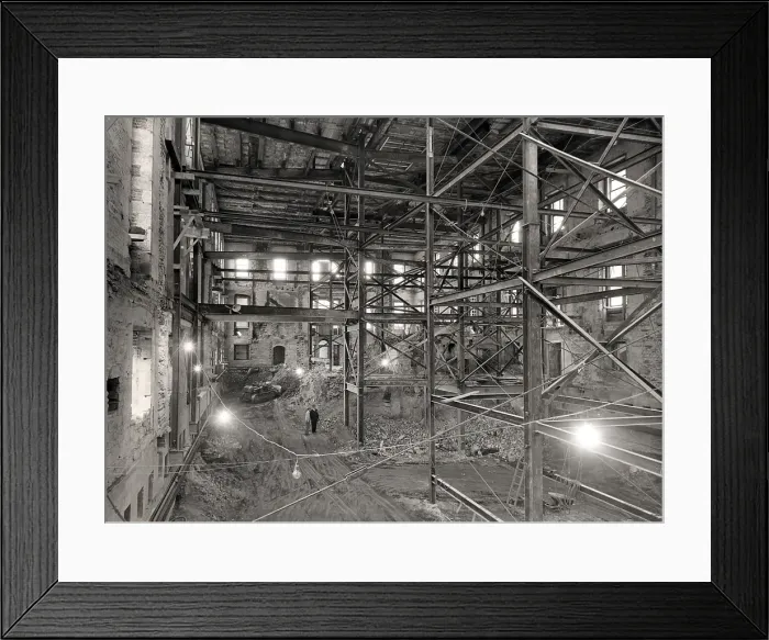 Framed Print : Renovation of the White House during the Truman Administration. The mansion was rebuilt using concrete and steel beams in place of its original wooden structure. Ca. 1950 Framed Print : Renovation of the White House during the Truman Administration. The mansion was rebuilt using concrete and steel beams in place of its original wooden structure. Ca. 1950