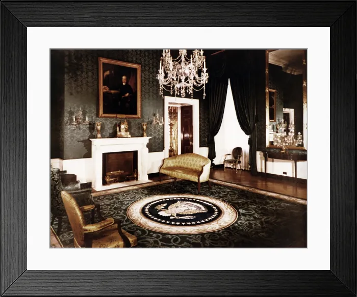 Framed Print : Renovation of the Executive Mansion during the Truman Administration. White House Green Room, a parlor on the first floor. July 15, 1952. - (BSLOC_2014_15_125) Framed Print : Renovation of the Executive Mansion during the Truman Administration. White House Green Room, a parlor on the first floor. July 15, 1952. - (BSLOC_2014_15_125)