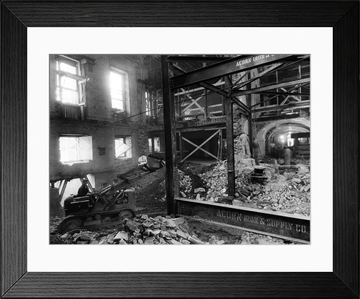 Framed Print : Renovation of the White House during the Truman Administration. The mansion was rebuilt using concrete and steel beams in place of its original wooden structure. Ca. 1950 Framed Print : Renovation of the White House during the Truman Administration. The mansion was rebuilt using concrete and steel beams in place of its original wooden structure. Ca. 1950