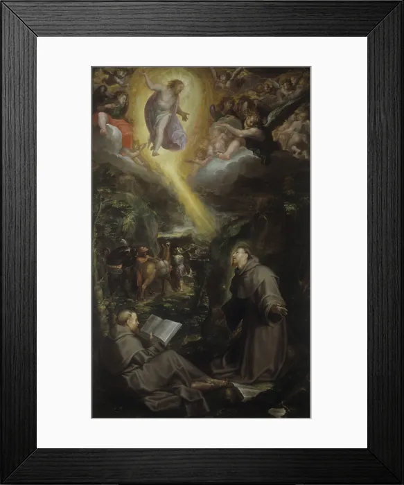 Framed Print : Saint Francis receiving the Stigmata (San Francesco riceve le stimmate), by Filippo Bellini, end of the 16th Century, oil on canvas, 335 x 225 cm - Italy, Emilia ROmagna, Faenza
