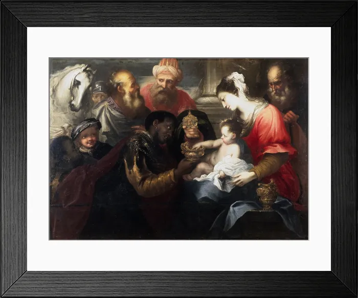 Framed Print : Adoration of the Magi (Adorazione dei Magi), by Bartolomeo Biscaino, ca. 1650, 17th Century, oil on canvas, 124 x 173 cm - France, Strasbourg, Fine Arts Museum