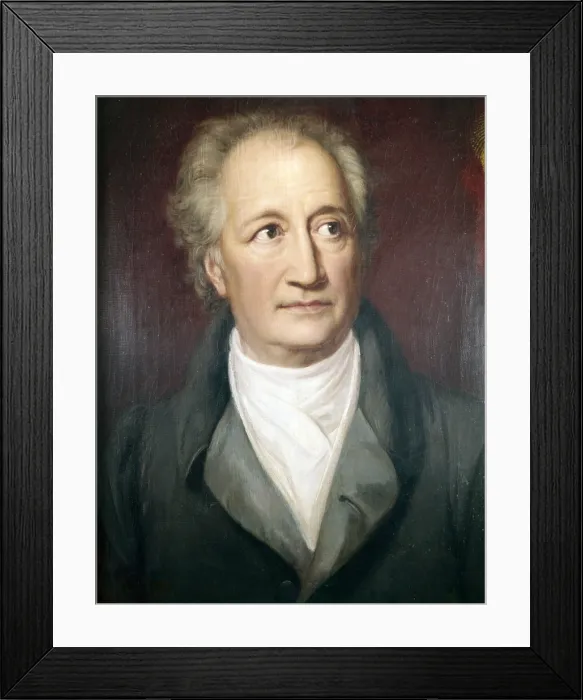 Framed Print : Portrait of Goethe, by Heinrich Chrisoph Kolbe, 18th - 19th Century, oil on canvas - Germany, Frankfurt, Frankfurter Goethe-Haus. Whole artwork view. Portrait of the writer