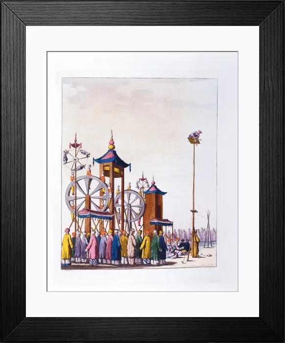 Framed Print : Unknown, Various kinds of Chinese games, 1827, 19th Century, color print, Italy, Lombardy, Milan