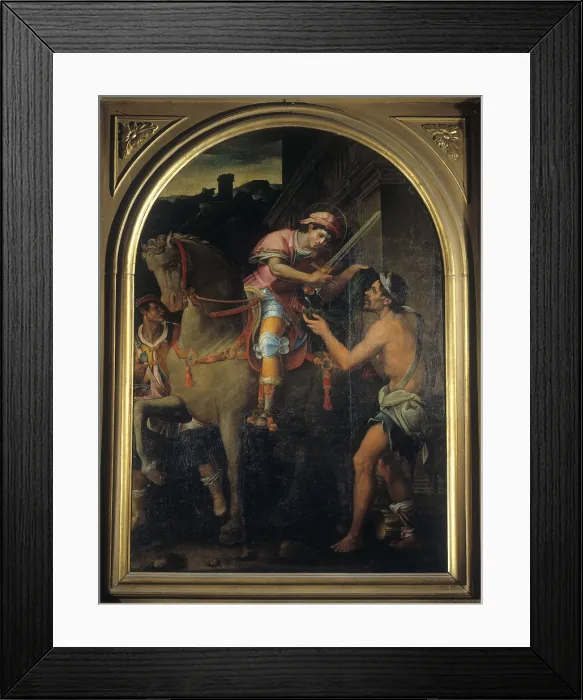 Framed Print : St. Martin and the Beggar (San Martino e il povero), by Niccol Paganelli, 16th Century, oil on canvas - Italy, Emilia ROmagna, Faenza, Dome. Whole artwork view Framed Print : St. Martin and the Beggar (San Martino e il povero), by Niccol Paganelli, 16th Century, oil on canvas - Italy, Emilia ROmagna, Faenza, Dome. Whole artwork view
