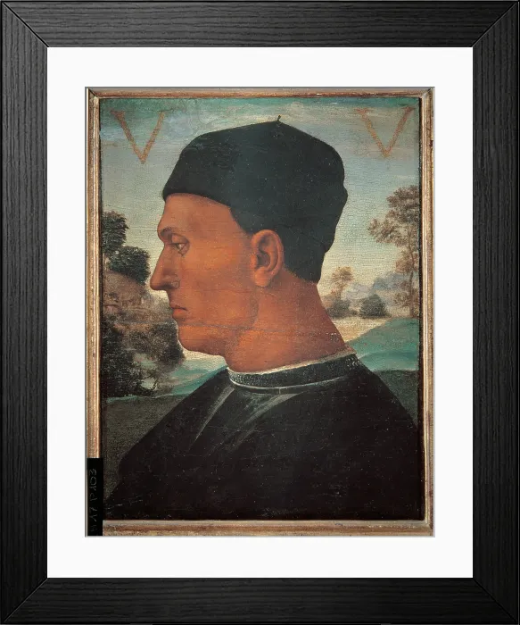 Framed Print : Portrait of Vitellozzo Vitelli, by Luca Signorelli, 15th Century, oil on panel, - Italy, Tuscany, Florence, Berenson Foundation. All