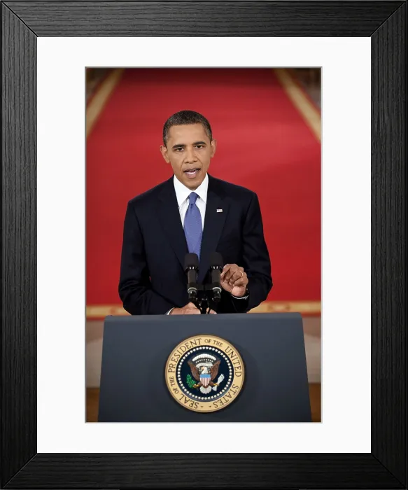 Framed Print : President Barack Obama addresses the nation on the draw down of American troops from Afghanistan. East Room of the White House, June 22, 2011. (BSLOC_2015_3_13)