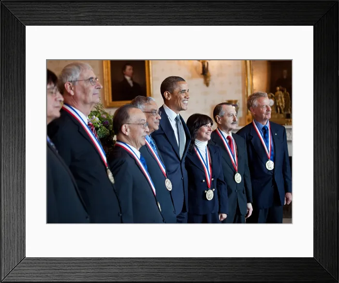 Framed Print : President Barack Obama stands with 2010 National Medal of Science recipients. From left, are: Dr. Richard A. Tapia; Dr. Peter J. Stang; Dr. Shu Chien; Dr. Srinivasa S.R Framed Print : President Barack Obama stands with 2010 National Medal of Science recipients. From left, are: Dr. Richard A. Tapia; Dr. Peter J. Stang; Dr. Shu Chien; Dr. Srinivasa S.R
