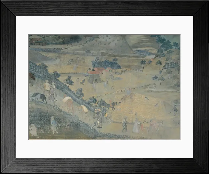 Framed Print : Lorenzetti Ambrogio, The Effects of Good Government in the Country, 1338 - 1340, 14th Century, fresco, Italy, Tuscany, Siena, Palazzo Pubblico, Sala della Pace, eastern wall