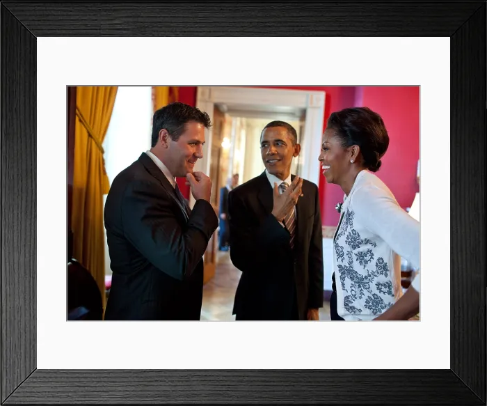 Framed Print : St. Louis Cardinals first baseman Lance Berkman with President Barack and Michelle Obama