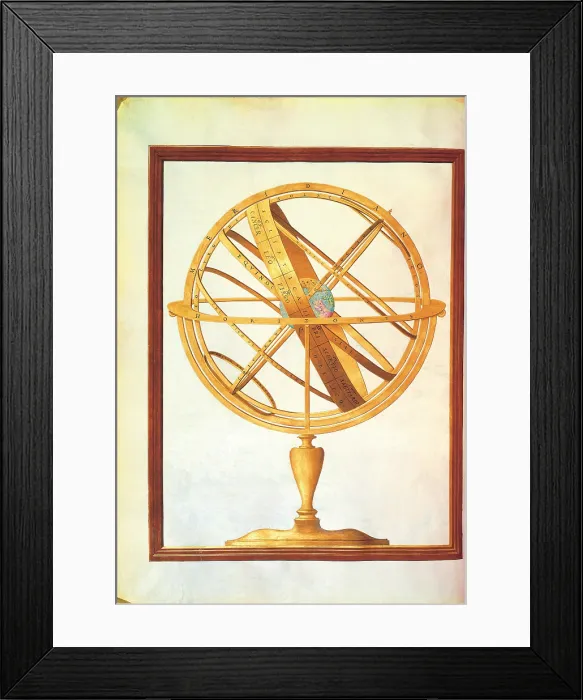 Framed Print : Unknown, Armillary sphere, 1612 - 1615, 17th Century, color print, Italy, Piemonte, Turin, Royal Library, (499775) Everett CollectionMondadori Portfolio**US SALES ONLY**