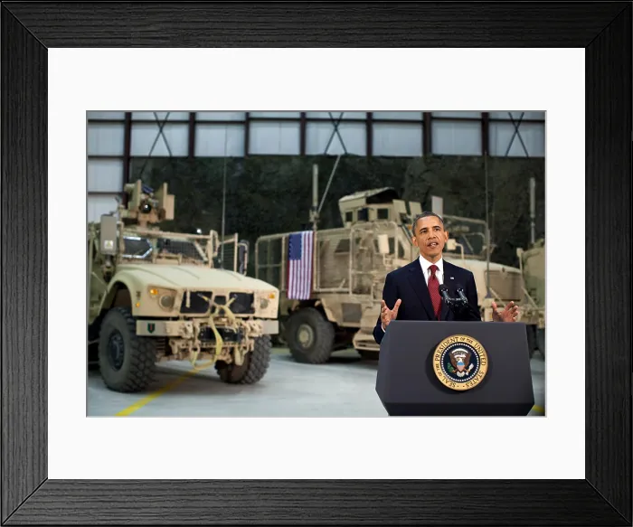 Framed Print : President Barack Obama addresses the nation from Bagram Air Field, Afghanistan, May 1, 2012. (BSLOC_2015_3_14) Framed Print : President Barack Obama addresses the nation from Bagram Air Field, Afghanistan, May 1, 2012. (BSLOC_2015_3_14)