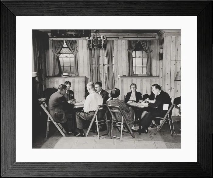Framed Print : Groups of men and women playing bridge in Manhattan Alcoholics Anonymous club room. June 28, 1944 Framed Print : Groups of men and women playing bridge in Manhattan Alcoholics Anonymous club room. June 28, 1944