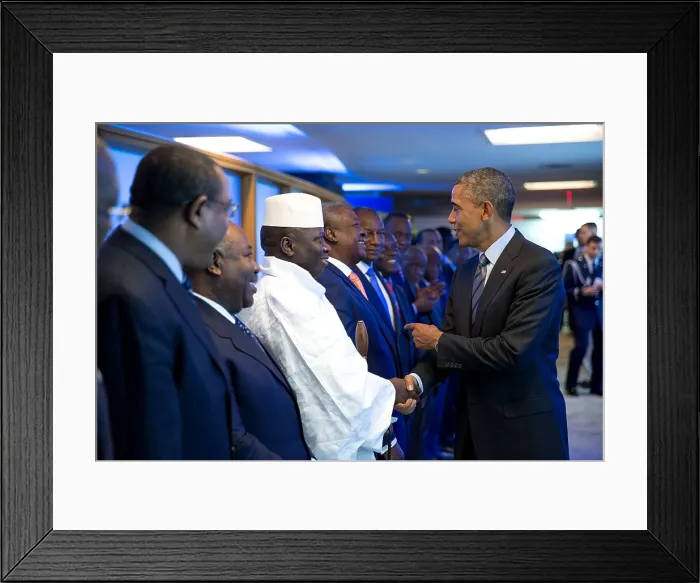 Framed Print : President Barack Obama greets leaders during the U.S.-Africa Leaders Summit. At the U.S. Department of State in Washington, D.C. Aug. 6, 2014. (BSLOC_2015_3_141) Framed Print : President Barack Obama greets leaders during the U.S.-Africa Leaders Summit. At the U.S. Department of State in Washington, D.C. Aug. 6, 2014. (BSLOC_2015_3_141)