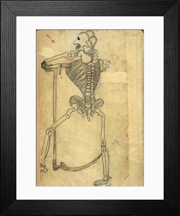 Framed Print : Human skeleton leaning on a pedestal drawn in ink and light-gray wash from a Persian translation of an Arabic medical book Framed Print : Human skeleton leaning on a pedestal drawn in ink and light-gray wash from a Persian translation of an Arabic medical book