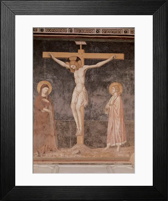 Framed Print : The Crucifixion, by Pietro de Cerroni known as Pietro Cavallini, 1309 about, 14th Century, fresco, - Italy, Campania, Naples, San Domenico Maggiore church, Brancaccio Chapel Framed Print : The Crucifixion, by Pietro de Cerroni known as Pietro Cavallini, 1309 about, 14th Century, fresco, - Italy, Campania, Naples, San Domenico Maggiore church, Brancaccio Chapel