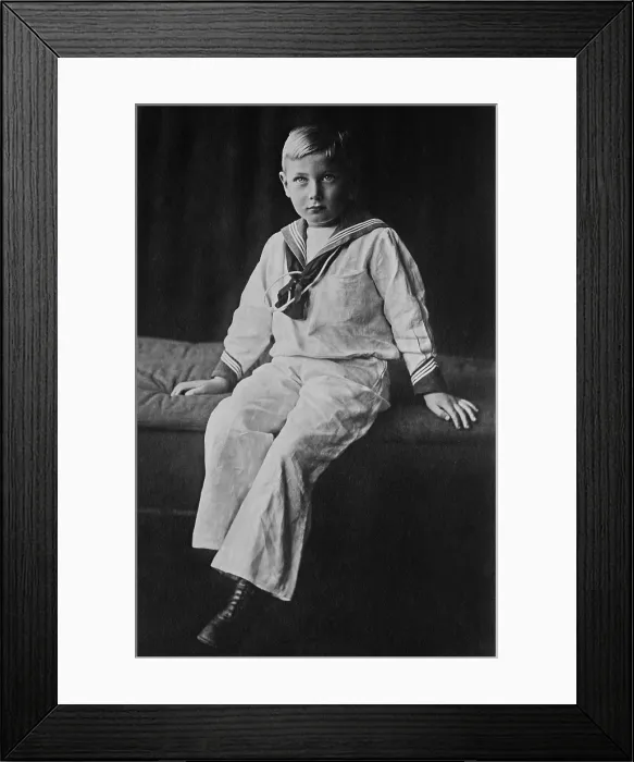 Framed Print : Prince John, youngest of the six children of King George V and Mary of Teck, c. 1913. At age 4 he developed epilepsy which progressed and killed him in 1919 (BSLOC_2017_1_84)