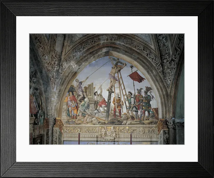 Framed Print : Crucifixion of St Philip, by Filippino Lippi, 1493 - 1495 about, 15th Century, fresco, cm 1225 x 614 x 564 - Italy, Tuscany, Florence, Santa Maria Novella Basilica