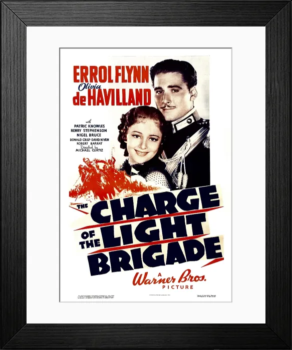 Framed Print : THE CHARGE OF THE LIGHT BRIGADE, from left: Olivia De Havilland, Errol Flynn, 1936 Framed Print : THE CHARGE OF THE LIGHT BRIGADE, from left: Olivia De Havilland, Errol Flynn, 1936