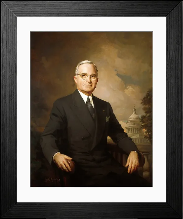 Framed Print : 1948 portrait of Harry Truman painted by Greta Kempton. The portrait was used in 1948 on the official re-election campaign poster. - (BSLOC_2014_15_14)