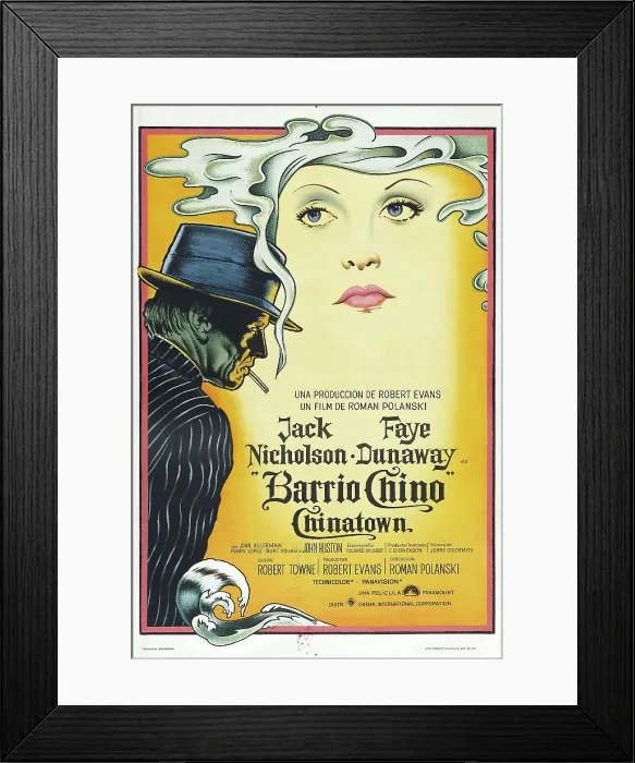 Framed Print : CHINATOWN, (aka BARRIO CHINO), Argentinan poster, from left: Jack Nicholson, Faye Dunaway, 1974
