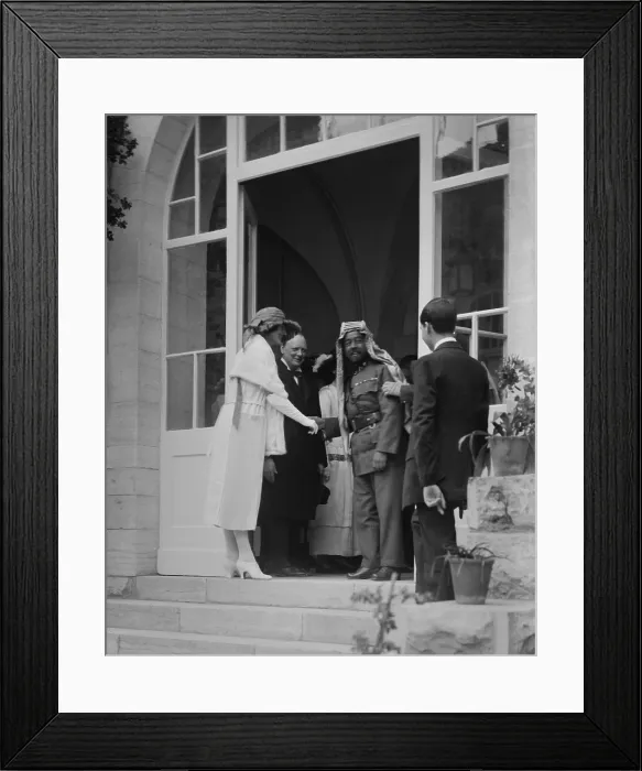 Framed Print : Emir Abdullah of Transjordan shaking hands with Clementine Churchill, Jerusalem, Mar. 28, 1921 Framed Print : Emir Abdullah of Transjordan shaking hands with Clementine Churchill, Jerusalem, Mar. 28, 1921