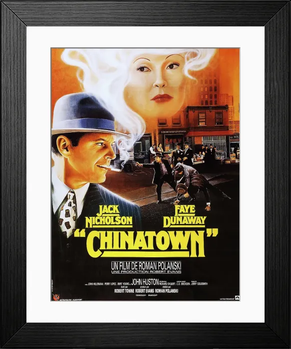 Framed Print : CHINATOWN, French poster art, fom left: Jack Nicholson, Faye Dunaway, 1974 Framed Print : CHINATOWN, French poster art, fom left: Jack Nicholson, Faye Dunaway, 1974