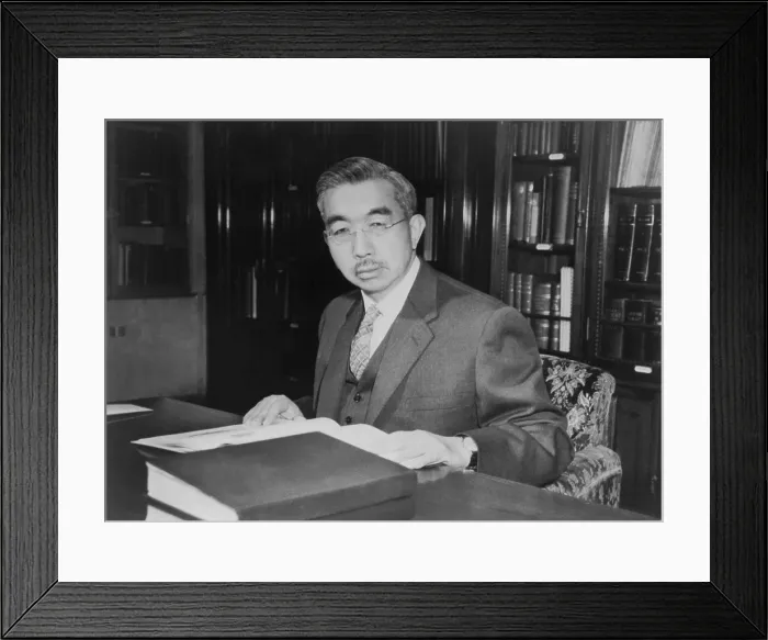 Framed Print : Japan's Emperor Hirohito, at his desk in Tokyo's Imperial Palace. 1962. - (BSLOC_2014_15_140) Framed Print : Japan's Emperor Hirohito, at his desk in Tokyo's Imperial Palace. 1962. - (BSLOC_2014_15_140)