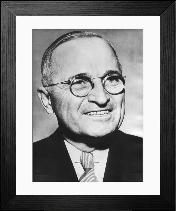 Framed Print : Portrait of Harry Truman around the time he was elected as FDR's Vice President. Ca. 1944. - (BSLOC_2014_15_15)