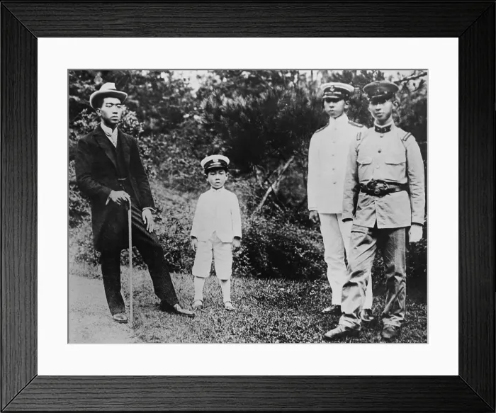 Framed Print : Four sons of the Mikado in the Emperor's garden at Nikko Villa Framed Print : Four sons of the Mikado in the Emperor's garden at Nikko Villa