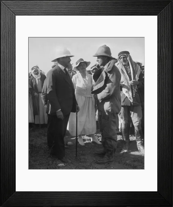 Framed Print : In center are, L-R: Sir Herbert Samuel, Gertrude Bell, and T.E. Lawrence, in April 1921