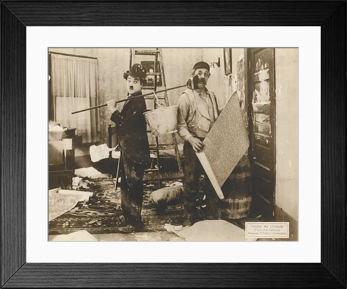 Framed Print : CHASE ME CHARLIE, left: Charlie Chaplin, 1918 Framed Print : CHASE ME CHARLIE, left: Charlie Chaplin, 1918