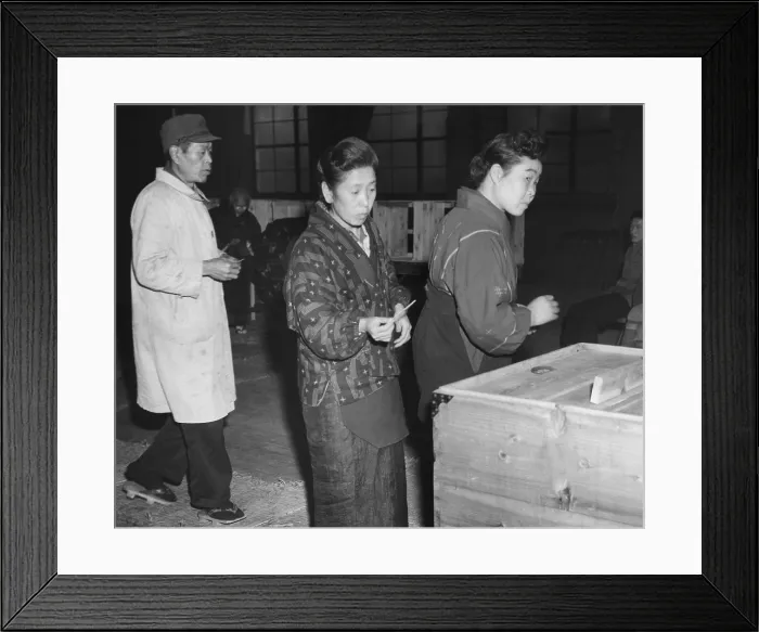 Framed Print : Japanese women cast their ballots in a polling place in Tokyo, April 10, 1946. They are voting for members of the lower house of the Japanese Diet. - (BSLOC_2014_15_133) Framed Print : Japanese women cast their ballots in a polling place in Tokyo, April 10, 1946. They are voting for members of the lower house of the Japanese Diet. - (BSLOC_2014_15_133)