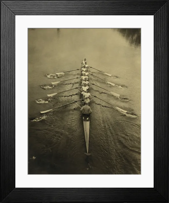 Framed Print : Elevated view of Cambridge Crew rowing, c. 1910-1915. Unknown location (BSLOC_2018_4_192) Framed Print : Elevated view of Cambridge Crew rowing, c. 1910-1915. Unknown location (BSLOC_2018_4_192)