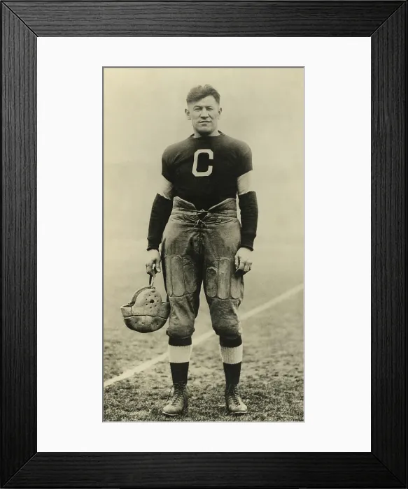 Framed Print : Olympic Gold Medalist Jim Thorpe, in the uniform of the Canton Bulldogs, c. 1915-1920