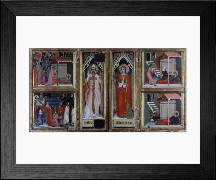 Framed Print : Polyptych of San Gregorio, Santa Fina and miracles of Saint Fina, by Lorenzo Gerini di Niccol, 1402, 15th Century, tempera on board - Italy, Tuscany, San Gimignano Framed Print : Polyptych of San Gregorio, Santa Fina and miracles of Saint Fina, by Lorenzo Gerini di Niccol, 1402, 15th Century, tempera on board - Italy, Tuscany, San Gimignano