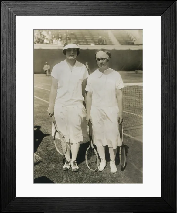 Framed Print : Helen Wills and Marion Jessup, champion women tennis players in 1924. Wills dominated their singles matches in the early 1920s (BSLOC_2018_4_191)