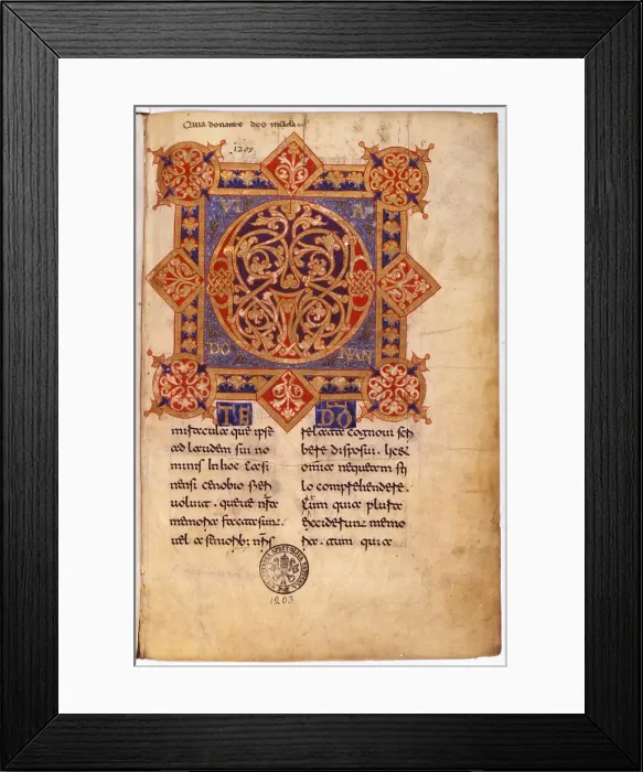 Framed Print : Commentary, 11th Century, illuminated codex - Vatican City, Apostolic Vatican Library, ms. Vat. lat. 1203, c.1r. Whole artwork view