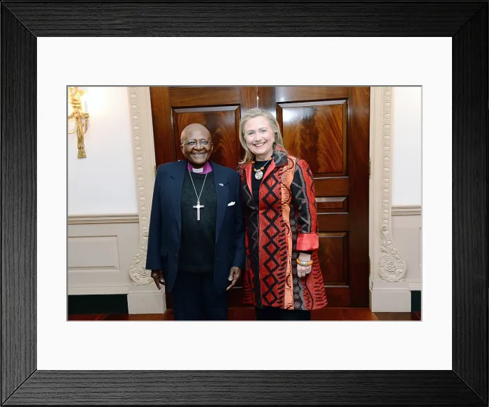 Framed Print : Secretary of State Hillary Rodham Clinton meets with Archbishop Desmond Tutu. Oct. 10, 2012
