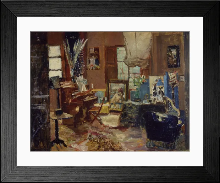 Framed Print : Studio Interior (Interno di studio), by Ulvi Liegi (Luigi Levi), 1885, 19th Century, oil on canvas - Private collection. Whole artwork view Framed Print : Studio Interior (Interno di studio), by Ulvi Liegi (Luigi Levi), 1885, 19th Century, oil on canvas - Private collection. Whole artwork view
