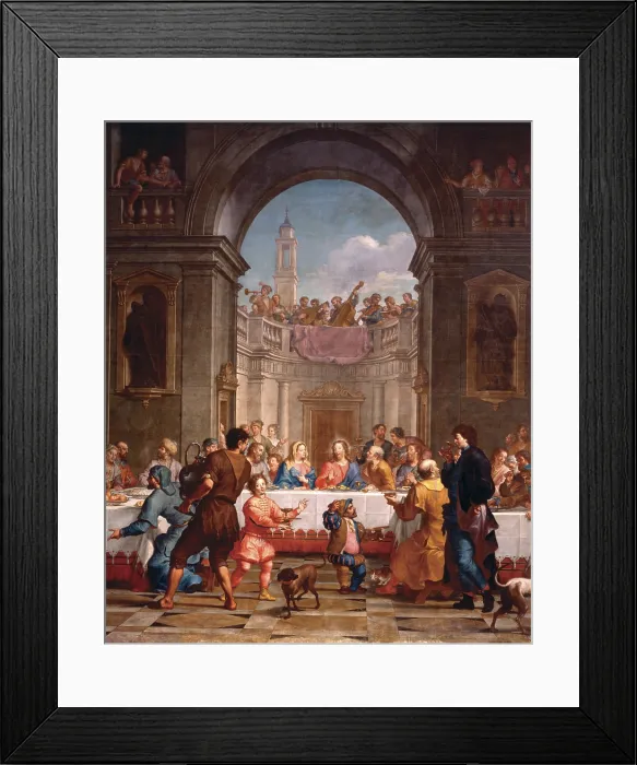 Framed Print : Wedding at Cana, by Bortolo Litterini, 1721, 18th Century, oil on canvas - Italy, Veneto, Murano, Church of Saint Peter Martyr. Detail Framed Print : Wedding at Cana, by Bortolo Litterini, 1721, 18th Century, oil on canvas - Italy, Veneto, Murano, Church of Saint Peter Martyr. Detail