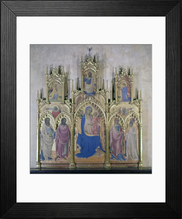 Framed Print : Triptych with the Madonna and Four Saints, Pietro di Giovanni also known as Lorenzo Monaco, 1410, 15th Century, tempera on board - Italy, Tuscany, Florence, Palazzo Alessandra
