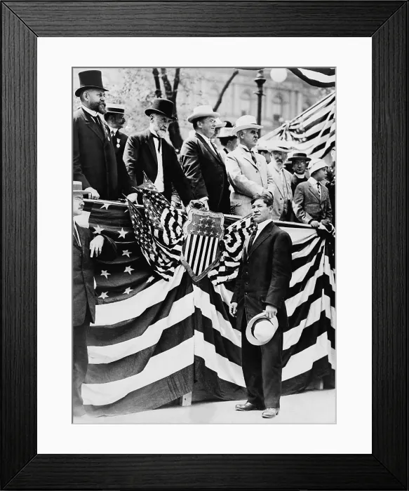 Framed Print : Jim Thorpe greeted by Mayor William Gaynor (3rd from left) in Olympic ceremony at New York City Hall, Aug. 24, 1912