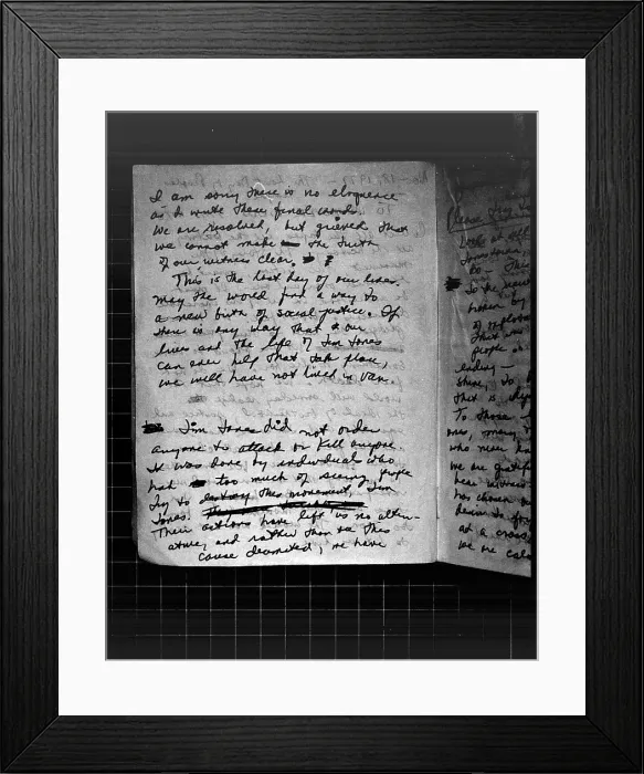 Framed Print : Suicide note, Written and signed by Annie Moore. Page 3. Moore was a register nurse and one of the leaders of the Peoples Temple in Jonestown, Guyana. Nov. 18, 1978 Framed Print : Suicide note, Written and signed by Annie Moore. Page 3. Moore was a register nurse and one of the leaders of the Peoples Temple in Jonestown, Guyana. Nov. 18, 1978