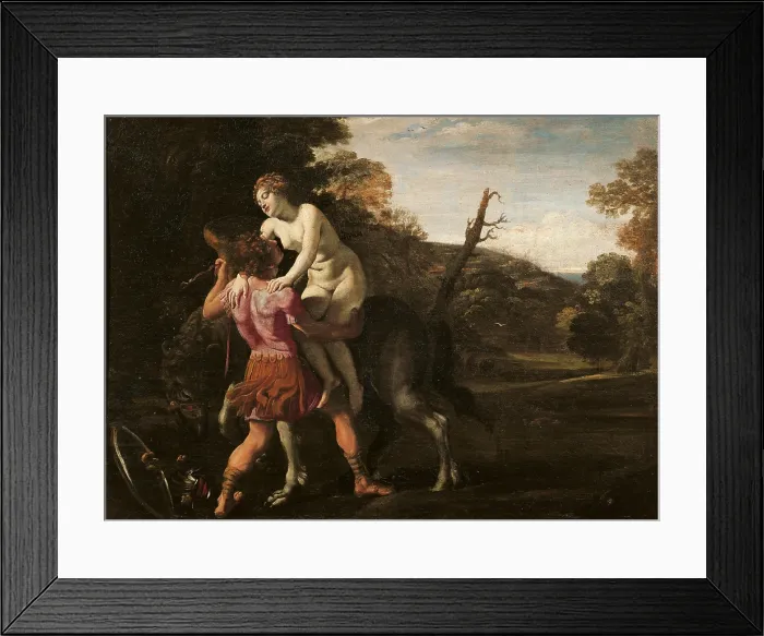 Framed Print : Roger Delivering Angelica, by Giovanni Lanfranco, 1615 - 1616 about, 17th Century, oil on canvas, cm 92 x 130 - Italy, Marche, Pesaro Urbino, Urbino, Marche National Gallery