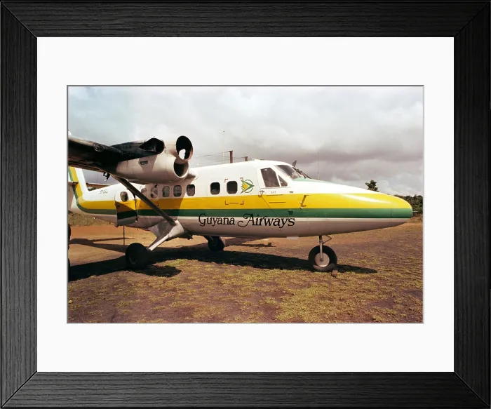 Framed Print : Guyana Airways plane at Port Kaituma airstrip. The plane has bullet holes made during the shooting of the Congressman Ryan party. FBI investigation photo. Nov. 1978