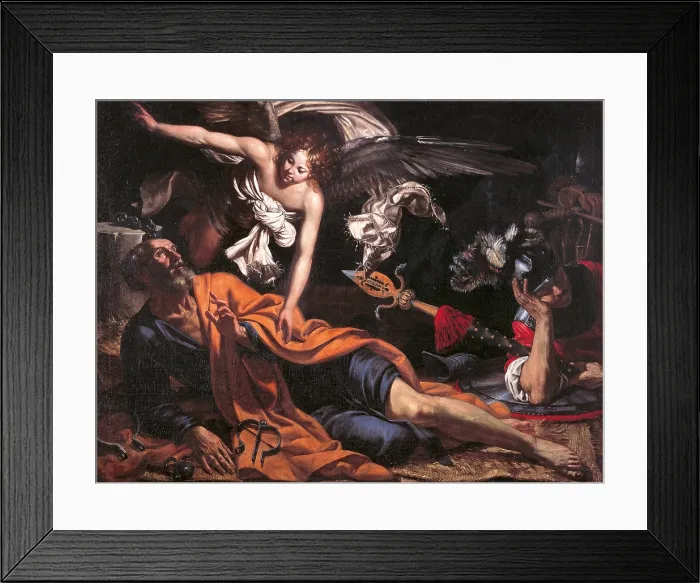 Framed Print : St Peter in Prison, by Giovanni Francesco Guerrieri, 1610 - 1620 about, 17th Century, oil on canvas, cm 128 x 170, 5 - Italy, Marche, Pesaro Urbino, Urbino
